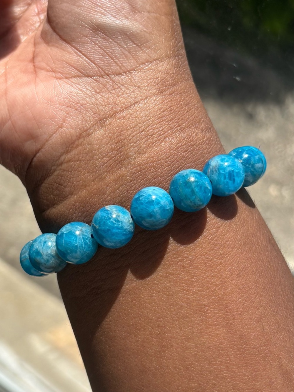 Blue Apatite Crystal Bracelet 12.7mm - Picture 9 of 10
